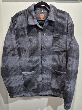 Common People Textured Plaid Jacket Overshirt Blue Navy Women's Large Like New